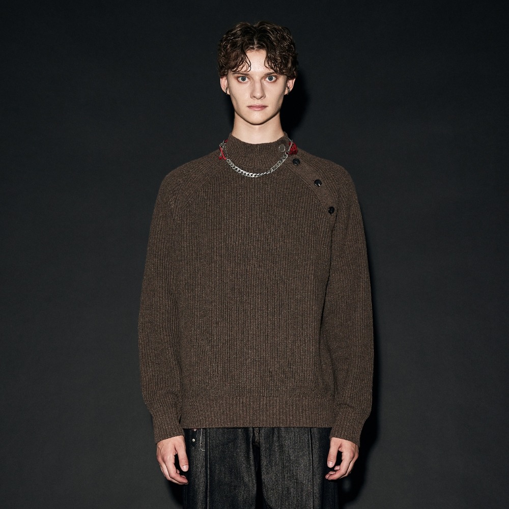 AIRY BUTTON TURTLE KNIT D/BROWN메종미네드 MAISON MINED 메종미네드