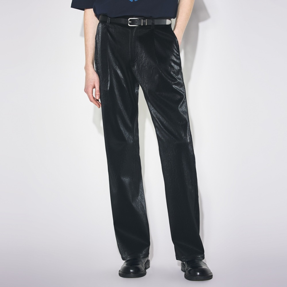 [2/8 Release] CREASE LEATHER WIDE PANTS BLACK메종미네드 MAISON MINED 메종미네드