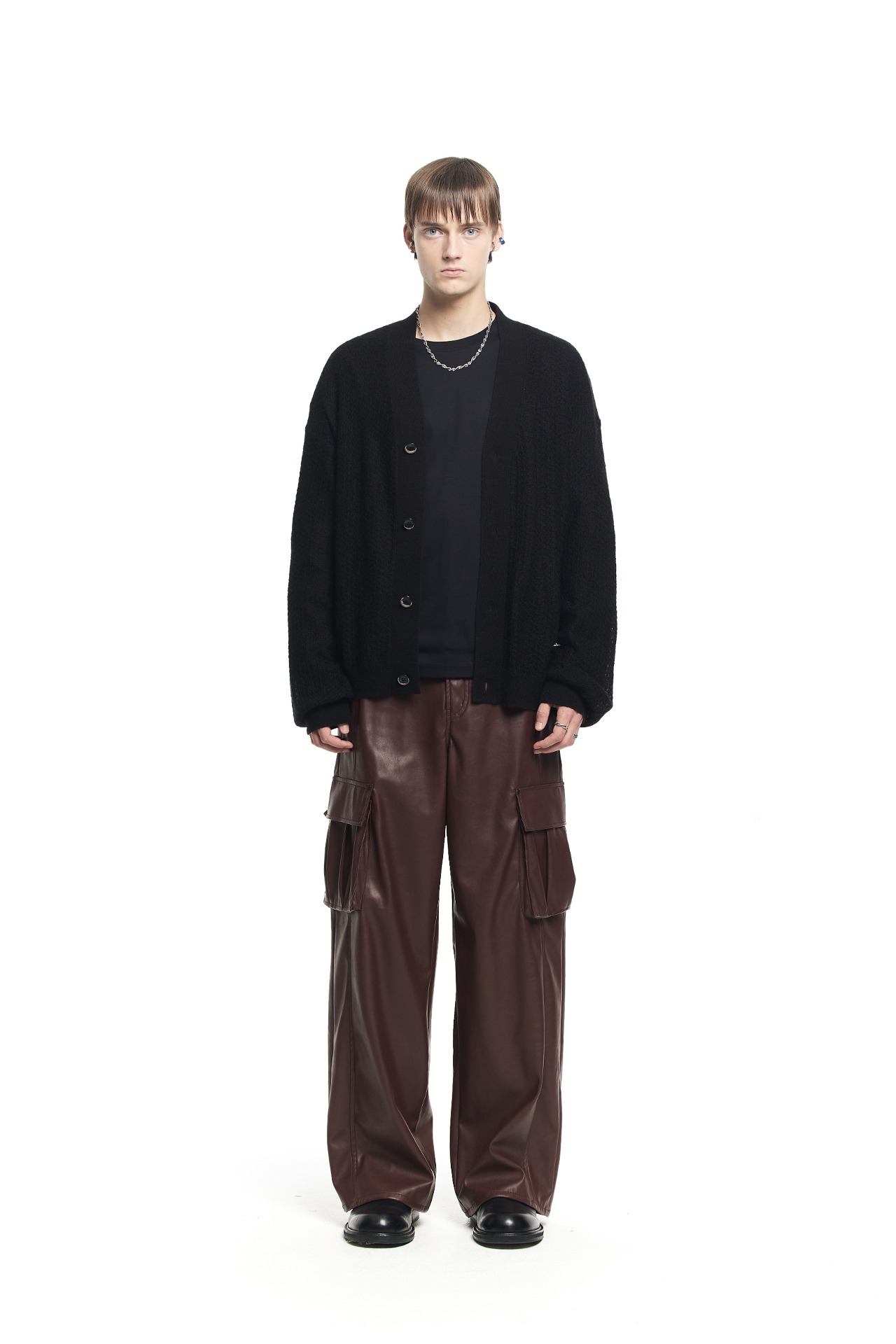 LEATHER OUT CARPENTER WIDE PANTS RED메종미네드 MAISON MINED 메종미네드