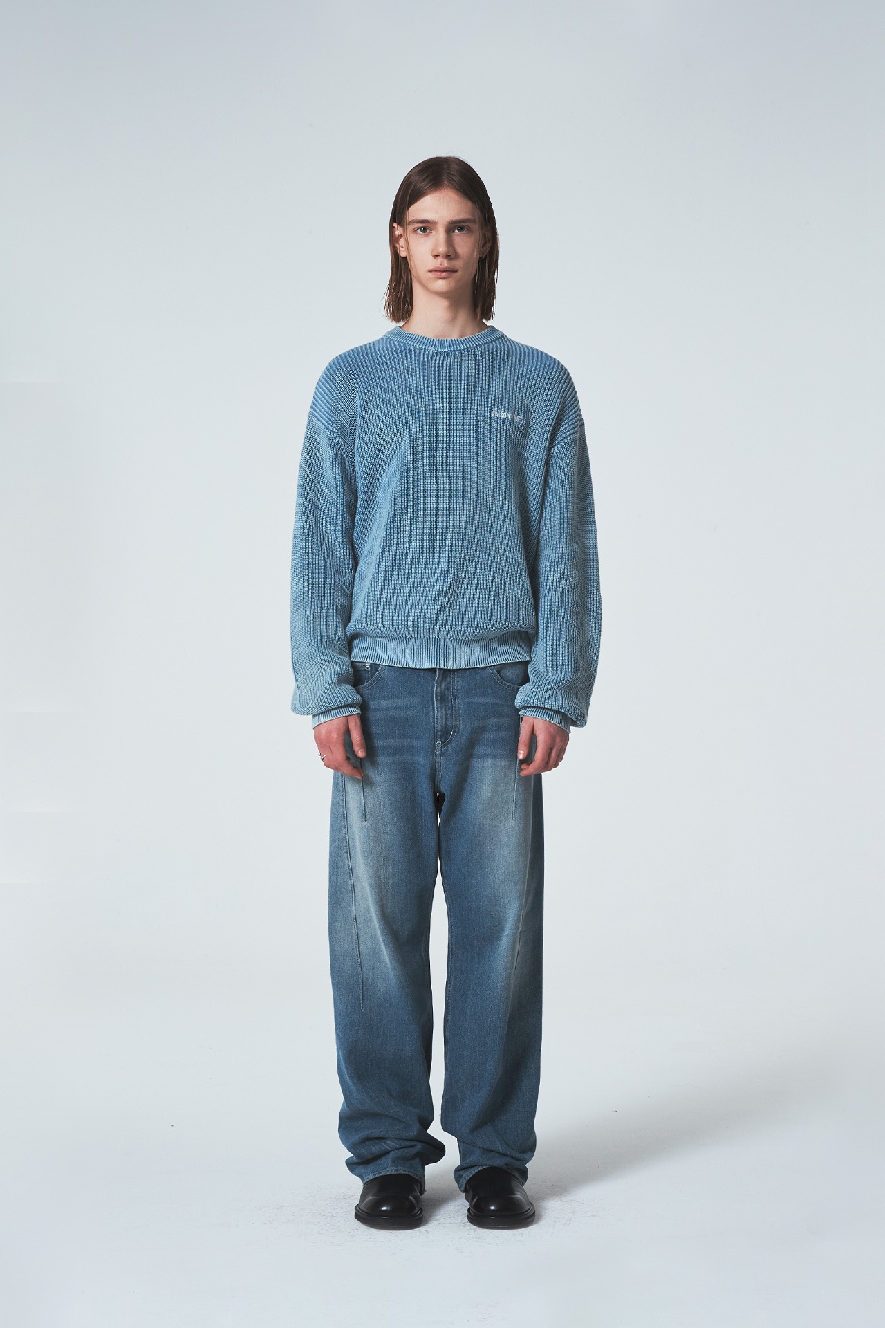 MOIRE WASHED KNIT BLUE메종미네드 MAISON MINED 메종미네드