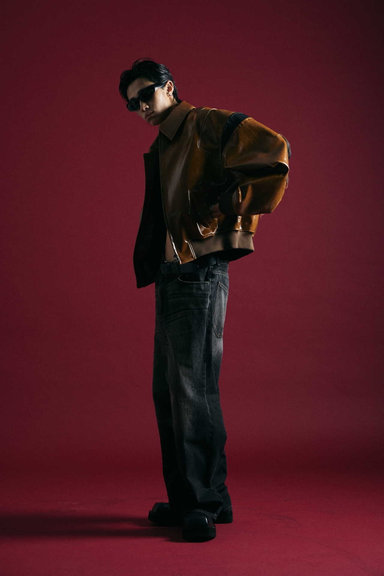SEPARATE LEATHER PATCH BOMBER BROWN메종미네드 MAISON MINED 메종미네드